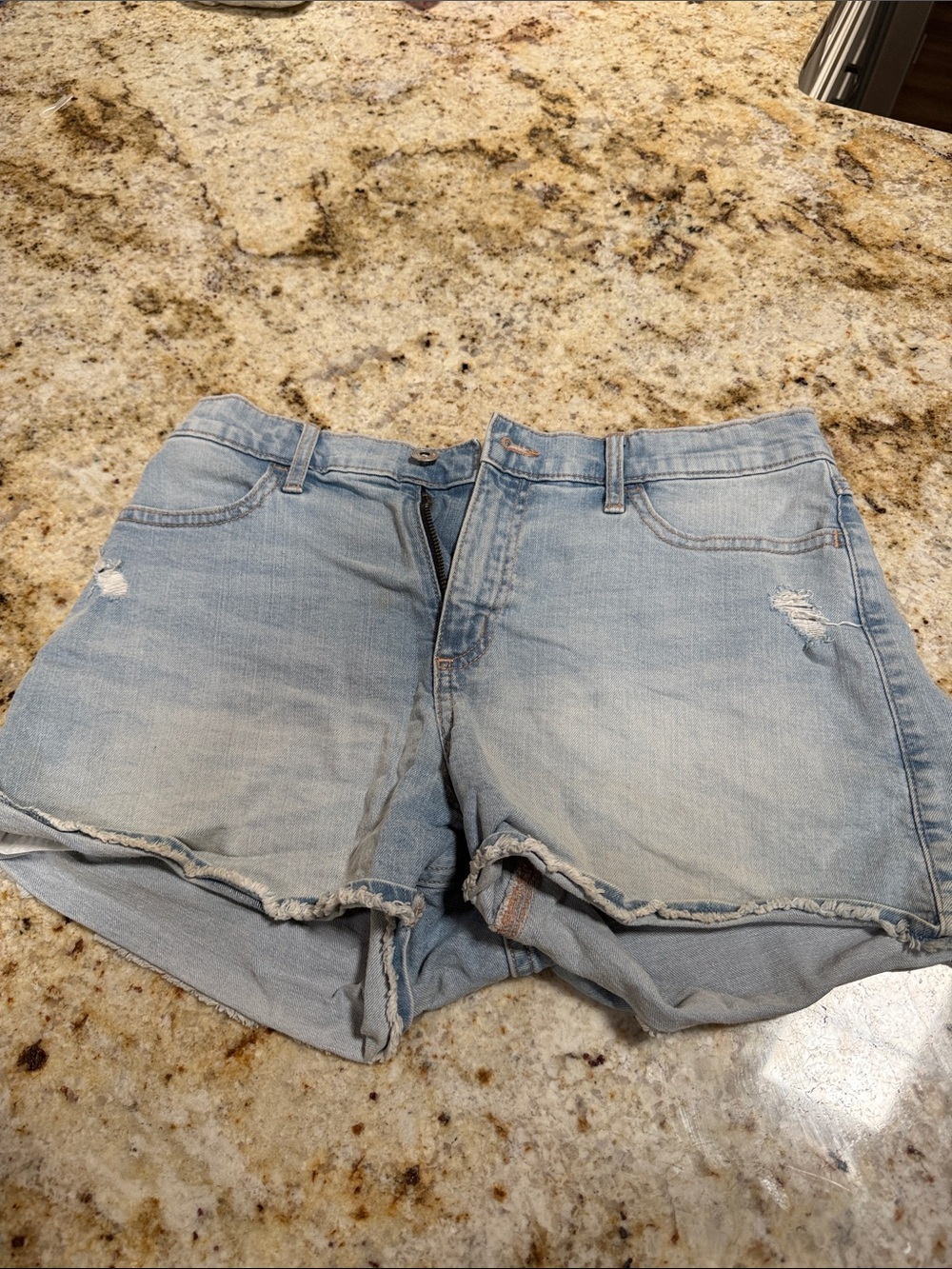Abercrombie & Fitch Light Blue Distressed Denim Shorts